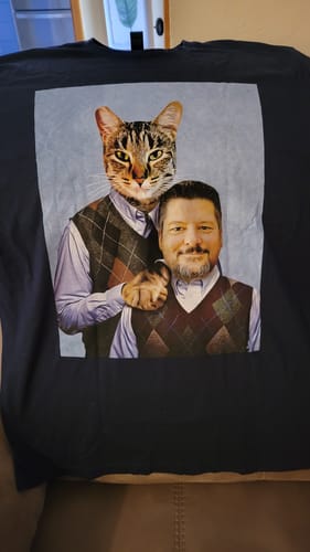 Customer photo review of 'Step Doggo & Human' Personalized T-Shirt