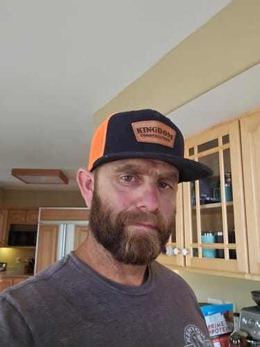 Customer photo review of Custom Wool Blend Flatbill Trucker Hat - Richardson 511
