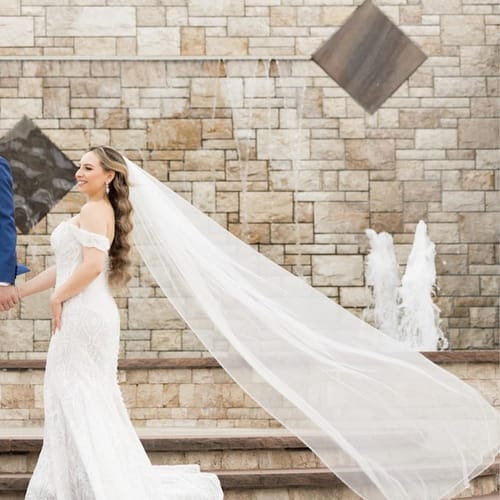 Customer photo review of Beaded Edge Veil: Fingertip to Cathedral Length - MARIELLA