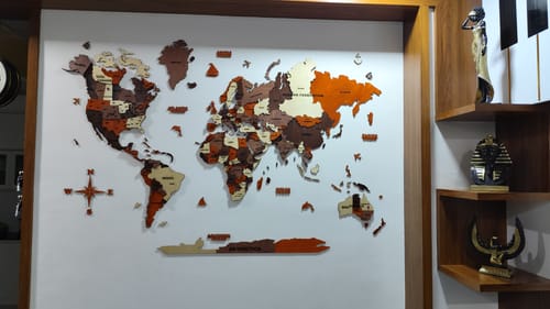 Customer photo review of 3D Wooden World Map Multicolor
