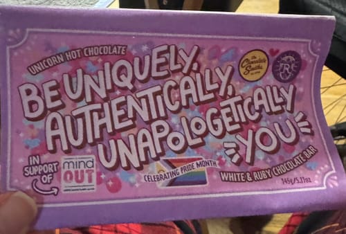 Customer photo review of The 'Be Yourself' Unicorn Hot Chocolate Bar