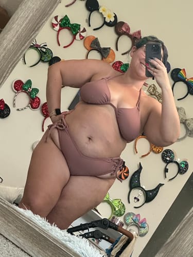 Customer photo review of Make It Mauve Rib Triangle Top