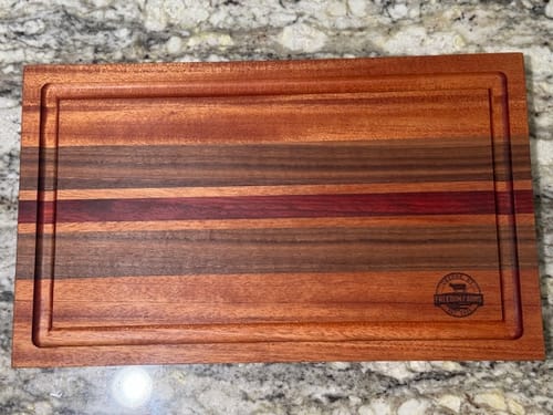 Customer photo review of FREEDOM FARMS CUSTOM-HAND MADE CUTTING BOARD (WITH JUICE GROOVE)