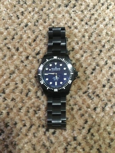 Customer photo review of Oceaneva™ Men's Deep Marine Explorer III 3000M Pro Diver Watch Navy Mother Of Pearl Dial Black IP