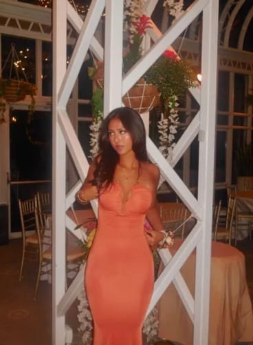 Customer photo review of Rosa Jersey Hardware Detail Strapless Stretch Maxi Dress