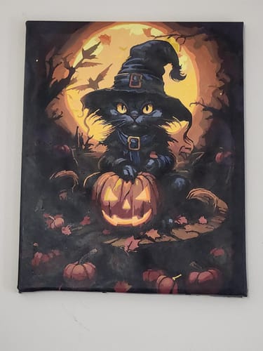 Customer photo review of Halloween Witch Cat - Paint by Numbers