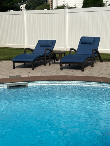 Customer photo review of Chaise Lounge Chairs for Outside, PE Rattan Wicker Patio Pool Lounge Chair with Arm, Cushion for Poolside Beach (2 Pcs Dark Blue)