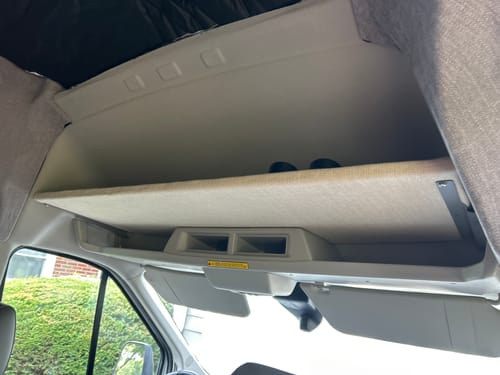 Customer photo review of Ford Transit Headliner Shelf DIY Kit