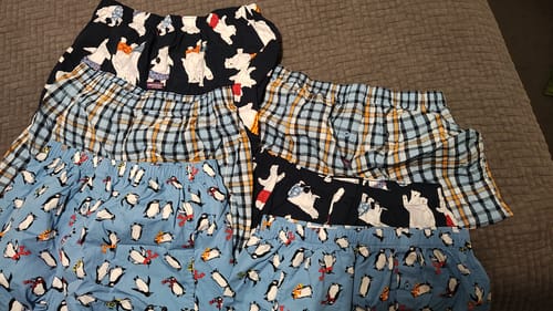 Customer photo review of Men's Polar Bears & Penguins Cotton Boxer Shorts Value 6 Pack – Blue