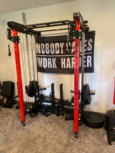 Customer photo review of Major Fitness F35 All-In-One Home Gym Wall-Mount Folding Power Rack