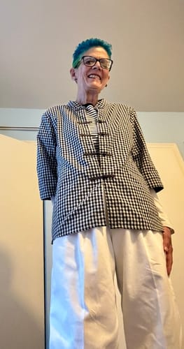 Carol F. review of Plus Size Women Retro Plaid Summer Cotton Button-up Shirt image 1 out of 5