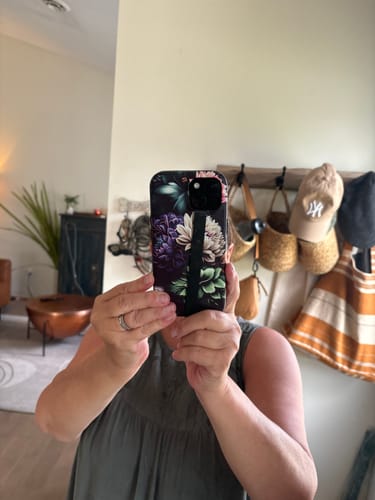 Customer photo review of Carnation Black Floral Phone Case