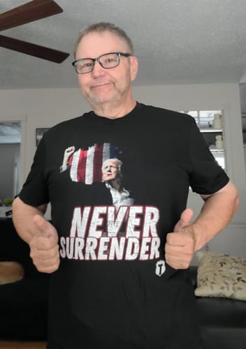 Customer photo review of Never Surrender T-Shirt