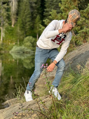 Customer photo review of BURBERRY Check pattern trucker cap