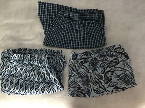 Customer photo review of Men's Leaf & Vine Cotton Boxer Shorts 3 Pack - Blue