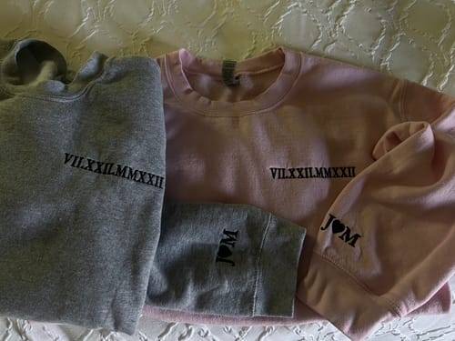 Customer photo review of Custom Anniversary Date Embroidered Roman Numeral Matching Couple Shirt Crewneck Sweatshirt
