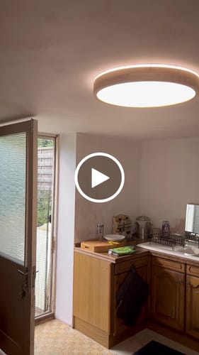 Customer video review of Scandinavian Dimmable Wood LED Flush Mount Light