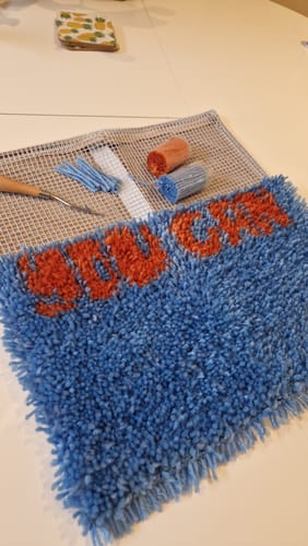 Customer photo review of You Can Latch Hook Cushion Kit