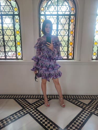 Customer photo review of Zimmermann Celestial Frill Mini Tiered Dress