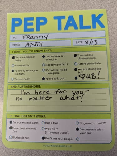 Customer photo review of Pep Talk Notepad - 50 pages