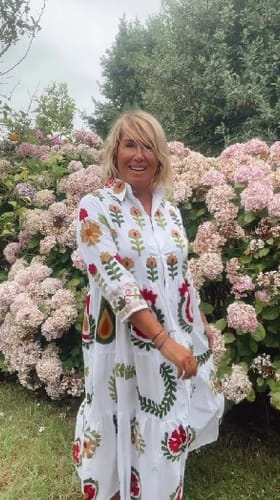 Customer photo review of Botanical Print Ruffle Hem Resort Maxi Dress