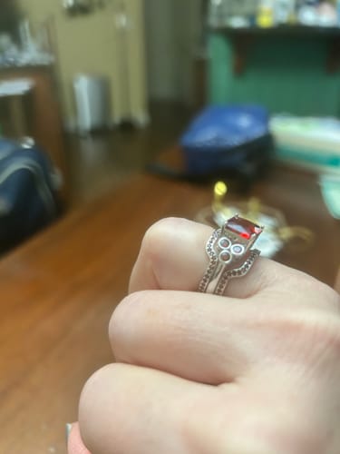 Customer photo review of Crimson Love: Emerald-Cut Ruby Ring Set - S925 Sterling Silver