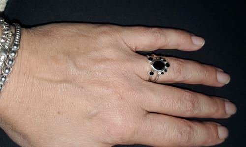 Customer photo review of Black Onyx Stackable Ring Set Sterling Silver