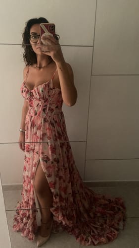 Customer photo review of Spaghetti Straps Corset Floral Chiffon Dress