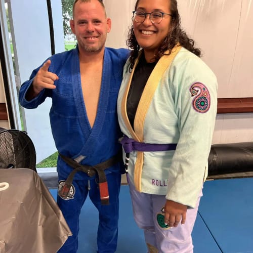 Customer photo review of Purple Paisley and Mint BJJ Gi