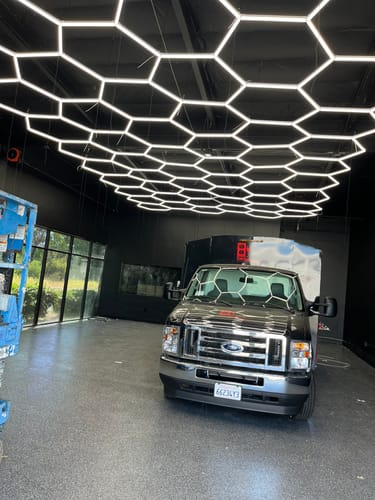 Customer photo review of Hexagon Garage Lights | LED Ceiling Grid