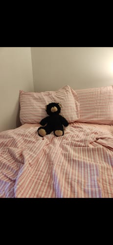 Customer photo review of Bubble Pink Stripes Bedding Set