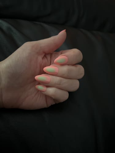Customer photo review of Aura Light Almond Nails - Press On Nails