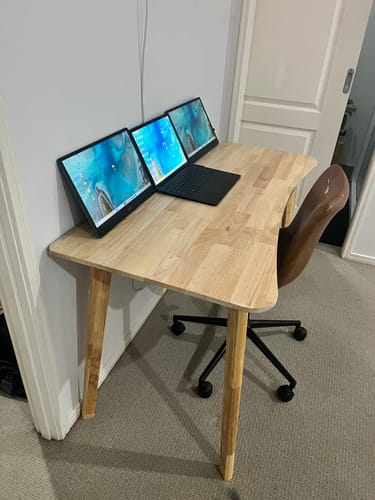 Customer photo review of Draylen Natural Color Solid Wood Study Desk with Drawers/Rubberwood/Curved/1M/1.2M
