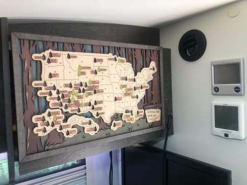 Customer photo review of US 3D Wooden National Parks Travel Map With Trees To Record Park Visits (2 Design)