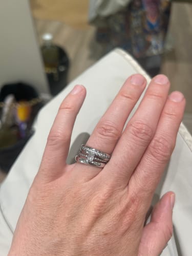 Customer photo review of Minimal Stackable Solitaire Ring