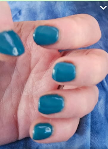 Customer photo review of D456 Galia Teal Crème Dip Powder