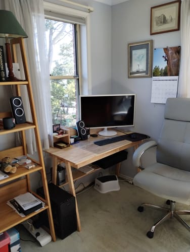 Customer photo review of Andri Solid Wood Study Desk with Mini Shelf and Drawers/Rubberwood/Home Office Desk