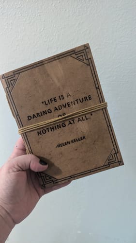 Customer photo review of A Daring Adventure Helen Keller Quote Leather Journal - 7x5