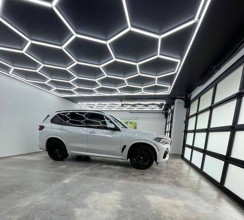 Customer photo review of Dimmable Hexagon Garage Lights