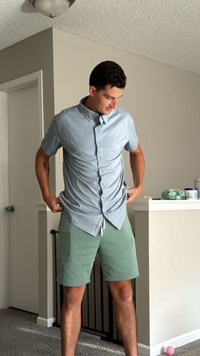 Customer photo review of Short-Sleeve Casual Button-Down: Glacial Blue