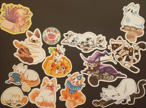 Customer photo review of Halloween Kittens Stickers!