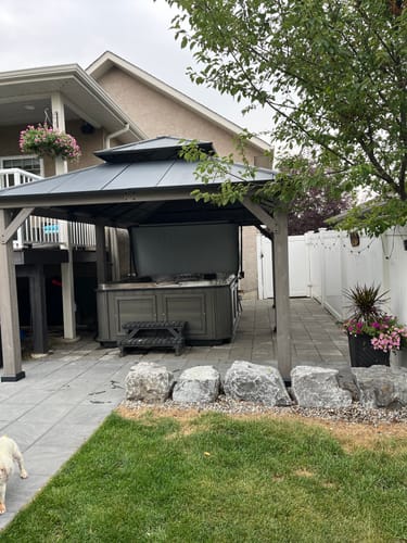 Customer photo review of SUNJOY 12x20 Wooden Frame Hardtop Gazebo with Rectangle Double Tier and Ceiling Hook - Standard Natural Cedar