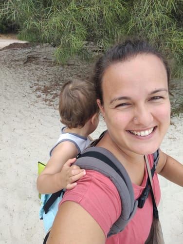 Customer photo review of Marsupio kinder hop GROW Mod. Tela Mint Cube