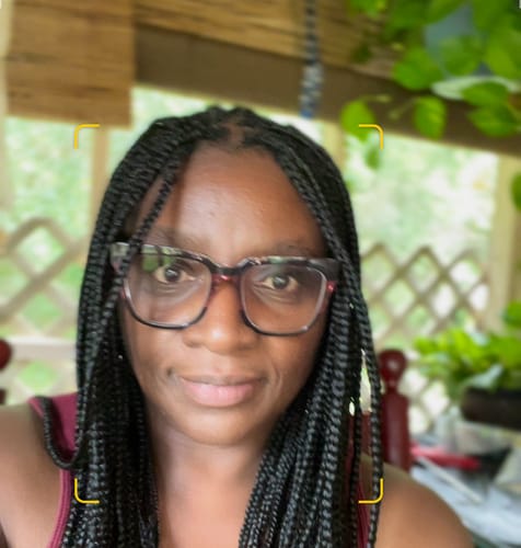 Customer photo review of Kansept Women's Full Rim Square Polycarbonate Eyeglasses 87296