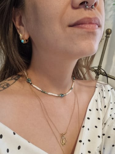 Customer photo review of מחרוזת טורקיז אפריקאי ופנינה | Kiwi