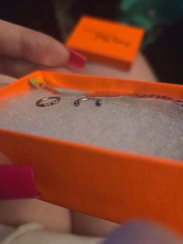 Customer photo review of 20g Titanium Micro Gem Hinged Nose Hoop