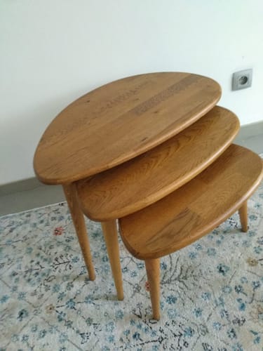 Customer photo review of Nesting Table Set of 3 - Ercol Style Rustic Nesting Table - Naturel Oak