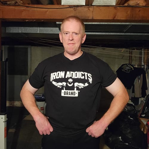 Customer photo review of Iron Addicts Brand Tee Shirt