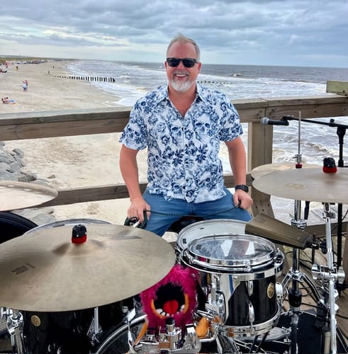 Customer photo review of Men's Punk Rock Crown Floral Skull Print Short Sleeve Shirt