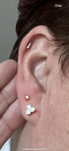 Customer photo review of Trinity Moissanite Sleep Stud Earrings